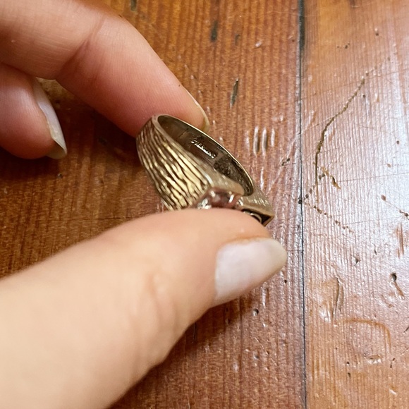 925 STERLING SILVER Vintage Ring with Aquamarine Stone and P Initial Size 9.5 - Picture 5 of 7